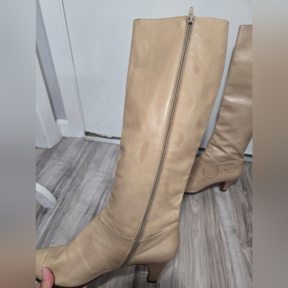 Vintage Salvatore Ferragamo Leather Riding Boots Light Taupe Italy Sz 10 - Picture 5 of 15